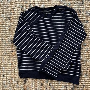 Topshop nautical asymmetric hem with buttons sweater